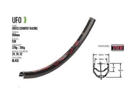 SUN Felge MTB UFO TCB 26 Silber