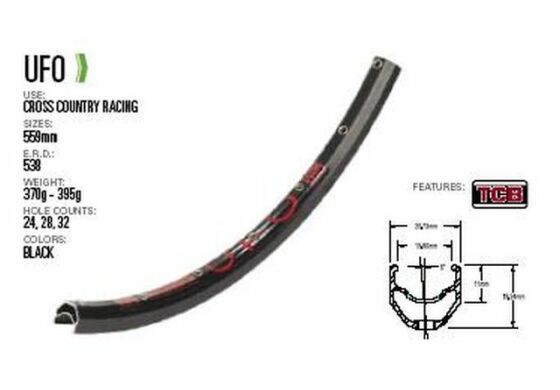 SUN Felge MTB UFO TCB 26 Silber